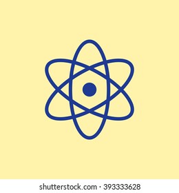 Blue Colored Atom Icon on Light Orange Background. Eps-10.