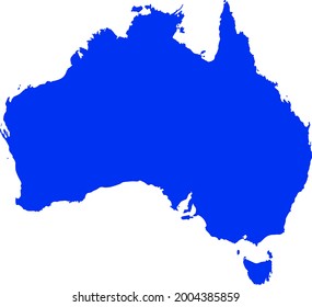 Blue colored Australia outline map. Political australian map. Vector illustration map.