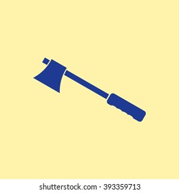 Blue Colored Axe Icon on Light Orange Background. Eps-10.