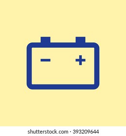 Blue Colored Battery Icon on Light Orange Background. Eps-10.