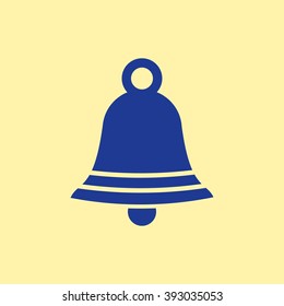 Blue Colored Bell Icon on Light Orange Background. Eps-10.
