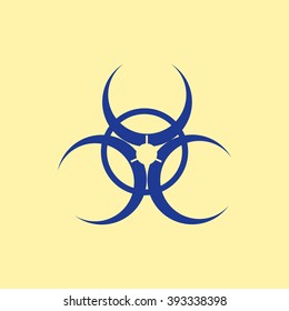 Blue Colored Bio Hazard Icon on Light Orange Background. Eps-10.