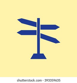 Blue Colored Blank Road Sign Icon on Light Orange Background. Eps-10.