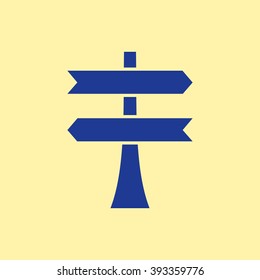 Blue Colored Blank Road Sign Icon on Light Orange Background. Eps-10.