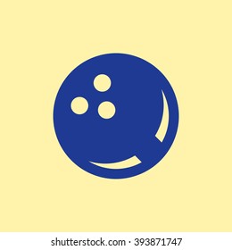 Blue Colored Bowling Icon on Light Yellow Background. Eps-10.