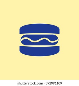 Blue Colored Burger Icon on Light Orange Background. Eps-10.