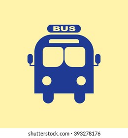 Blue Colored Bus Icon on Light Orange Background. Eps-10.