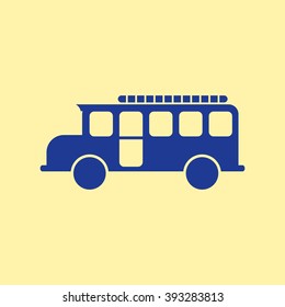 Blue Colored Bus Icon on Light Orange Background. Eps-10.