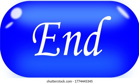 A blue colored button, end