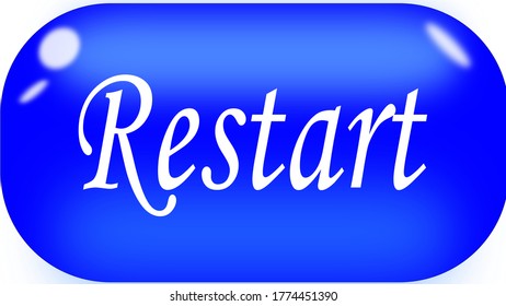 A blue colored button, restart 