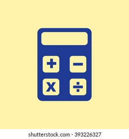 Blue Colored Calculator Icon on Light Orange Background. Eps-10.