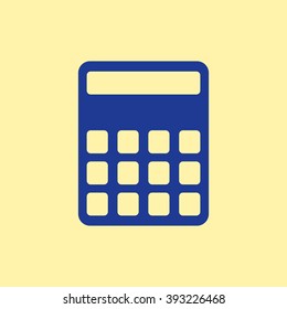 Blue Colored Calculator Icon on Light Orange Background. Eps-10.