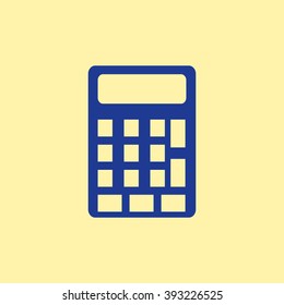 Blue Colored Calculator Icon on Light Orange Background. Eps-10.