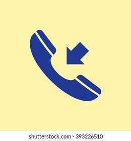 Blue Colored Call Icon on Light Orange Background. Eps-10.
