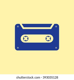Blue Colored Cassette Icon on Light Orange Background. Eps-10.