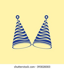 Blue Colored Celebration Cap Icon on Light Orange Background. Eps-10.