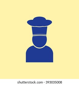 Blue Colored Chef Icon on Light Orange Background. Eps-10.