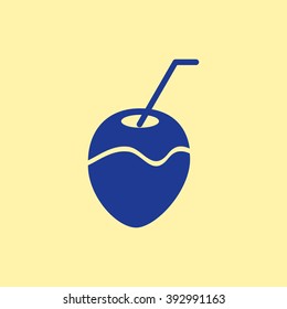 Blue Colored Coconut Icon on Light Orange Background. Eps-10.