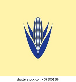 Blue Colored Corn Icon on Light Orange Background. Eps-10.