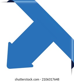 blue colored corner ribbon banner with arrow on white background	