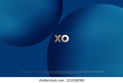 Blue colored creative premium abstract background with shiny gold dots, stripes, circles and random geometric shapes. Modern elegant backdrop for poster, banner, wallpaper, invitation card. eps 10