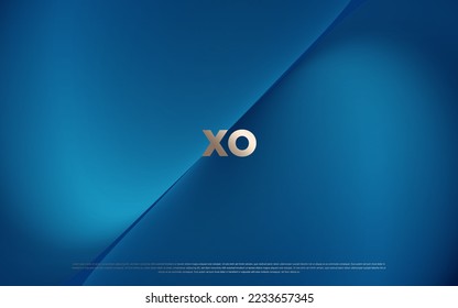 Blue colored creative premium abstract background with shiny gold dots, stripes, circles and random geometric shapes. Modern elegant backdrop for poster, banner, wallpaper, invitation card. eps 10