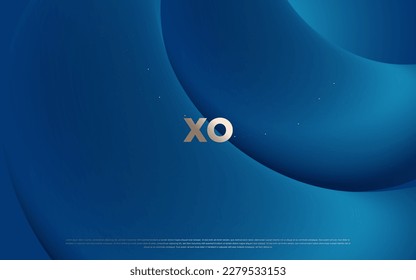 Blue colored creative premium abstract background with shiny gold dots, stripes, circles and random geometric shapes. Modern elegant backdrop for poster, banner, wallpaper, invitation card. eps 10