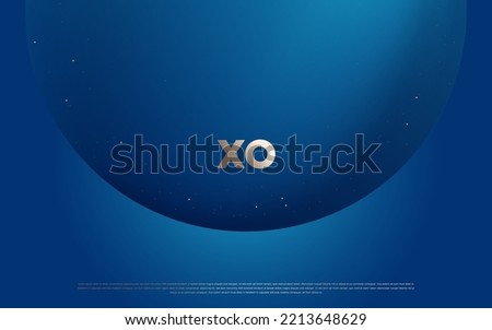 Blue colored creative premium abstract background with shiny gold dots, stripes, circles and random geometric shapes. Modern elegant backdrop for poster, banner, wallpaper, invitation card. eps 10