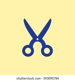 Blue Colored Cut Or Scissor Icon on Light Orange Background. Eps-10.