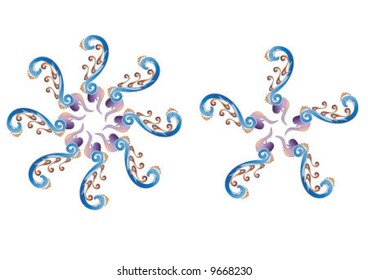 Blue colored decorative element and curves