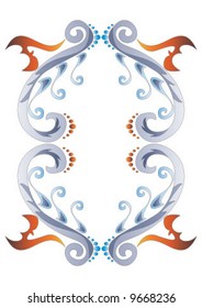 Blue colored decorative element and curves