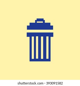 Blue Colored Delete, Recycle Bin, Dust Bin, Trash Can Icon on Light Orange Background. Eps-10.