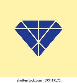 Blue Colored Diamond Icon on Light Orange Background. Eps-10.