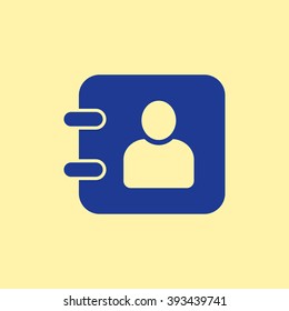 Blue Colored Diary Icon on Light Orange Background. Eps-10.