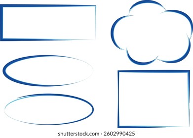 blue colored different pattern abstract frames irregular shapes set