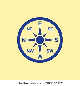 Blue Colored Direction Compass Icon on Light Orange Background. Eps-10.
