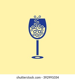 Blue Colored Drink Glass Icon on Light Orange Background. Eps-10.