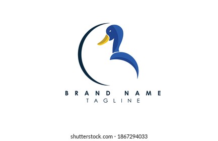 Blue Colored Duck Vector Logo
