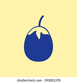 Blue Colored Eggplant Icon on Light Orange Background. Eps-10.