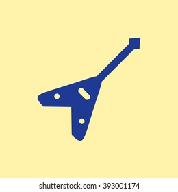 Blue Colored Electric guitar Icon on Light Orange Background. Eps-10.