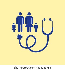 Blue Colored Family Doctor Icon on Light Orange Background. Eps-10.