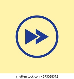 Blue Colored Fast Forward Icon on Light Orange Background. Eps-10.