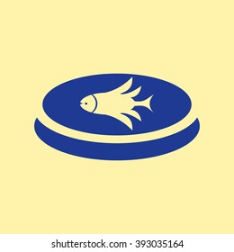Blue Colored Fish Icon on Light Orange Background. Eps-10.