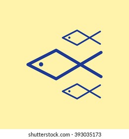 Blue Colored Fish Icon on Light Orange Background. Eps-10.
