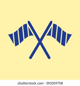 Blue Colored Flag Icon on Light Orange Background. Eps-10.