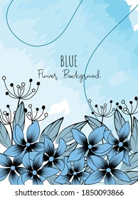 Blue Colored Flower bakcground. Created in combined blue color so that it will be suitable for winter or spring occasion. Can be used for invitation or just as a background 