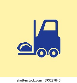 Blue Colored Forklift Icon on Light Orange Background. Eps-10.