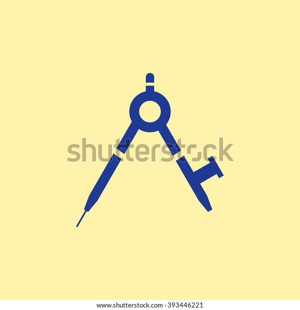 Blue Colored Geometry Compass Icon on Light\
Orange Background.\
Eps-10.