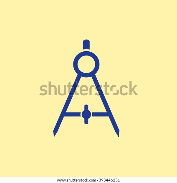 Blue Colored Geometry Compass Icon on Light\
Orange Background.\
Eps-10.