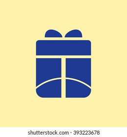 Blue Colored Gift Box Icon on Light Orange Background. Eps-10.